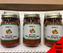 Load image into Gallery viewer, ghost pepper salsa 3 pack gift box graphic
