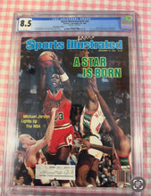 Load image into Gallery viewer, A Star is Born - 8.5 CGC Michael Jordan First Professional Cover Sports Illustrated - Subscription Edition