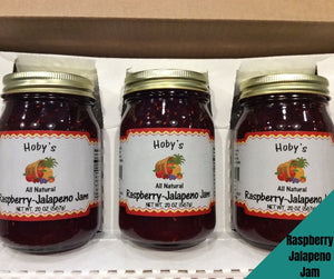 all natural raspberry jalapeno 3 pack gift box with graphic