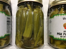 Load image into Gallery viewer, all natural mild pickled okra back of jar view