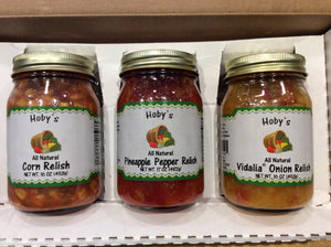Country Relish 3-Pack #1- Vidalia Onion + Pineapple Pepper + Corn Relish
