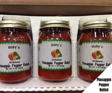 Load image into Gallery viewer, pineapple pepper relish 3 pack gift box with graphic front view