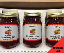 Load image into Gallery viewer, all natural strawberry jam 3 pack with graphic
