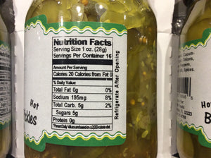 all natural spicy hot bread and butter pickles nutritional information