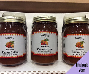 all natural rhubarb jam 3 pack with graphic