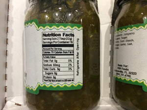 cajun candy jalapeno relish nutrition information