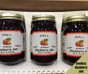 all natural seedless blackberry jam 3 pack gift box with graphic
