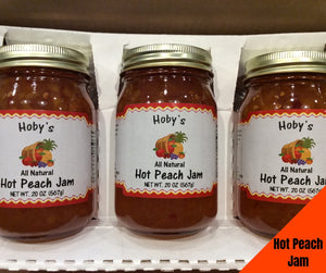 Spicy Hot Peach Jam 3-Pack  (All Natural ) (20oz. jars)