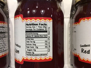 all natural seedless red raspberry jam with nutritional information