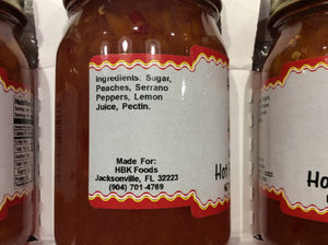 Spicy Hot Peach Jam 3-Pack  (All Natural ) (20oz. jars)