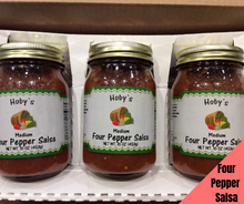 Load image into Gallery viewer, four pepper salsa 3 pack with graphic