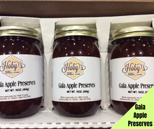 Load image into Gallery viewer, gala apple preserves 3 pack gift box with graphic