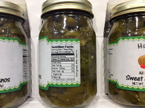 Sweet Pickled Jalapenos: Single Jar :- (All Natural)(17 oz. Jar)