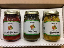 Load image into Gallery viewer, Country Relish 3-Pack #2-Sweet Pepper+Mild Chow Chow+Cajun Candy