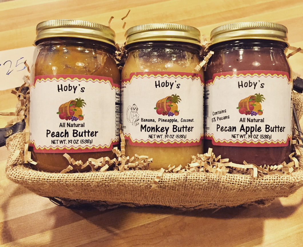 Butter Lover Basket 1 (Apple Butter, Peach Butter, Monkey Butter)