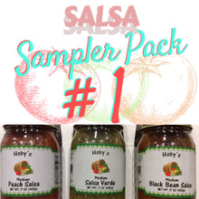 Load image into Gallery viewer, Salsa 3-Pack #1-Peach Salsa, Salsa Verde, Black Bean Salsa