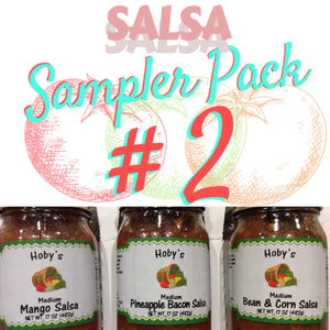 Salsa 3-Pack #2- Mango Salsa, Pineapple Bacon Salsa, Bean and Corn Salsa
