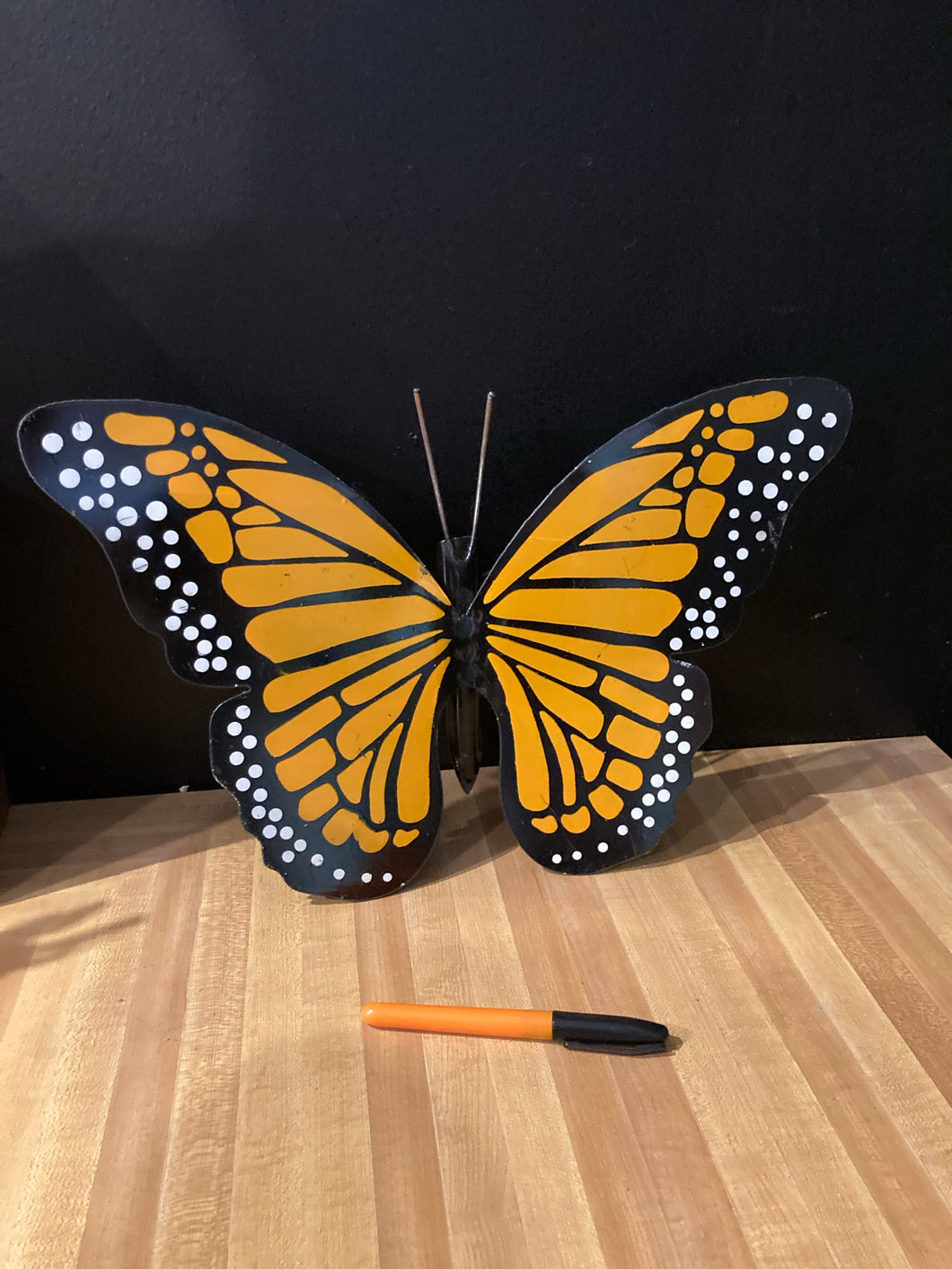 (*sold 10/19)Small Monarch Butterfly 16” x 12” - Metal Yard Art