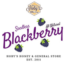 Load image into Gallery viewer, all natural seedless blackberry jam graphic