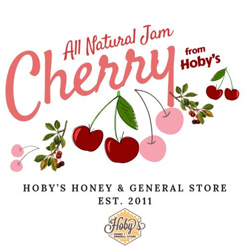 all natural cherry jam graphic