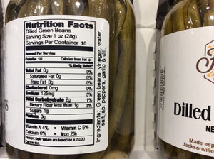 dilled green beans dilly beans nutritional information and ingredients