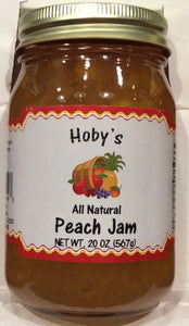 all natural chunky peach jam front of jar view