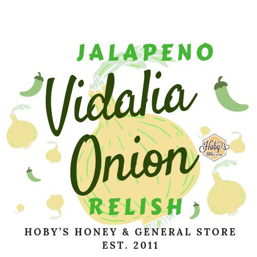 all natural jalapeno vidalia onion relish with graphic