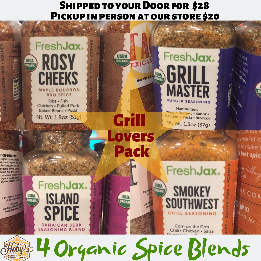 A Grill Lovers Flight of Spices : 4 Organic Spice Blends