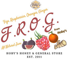 Load image into Gallery viewer, frog jam figs raspberries oranges ginger jam with graphic