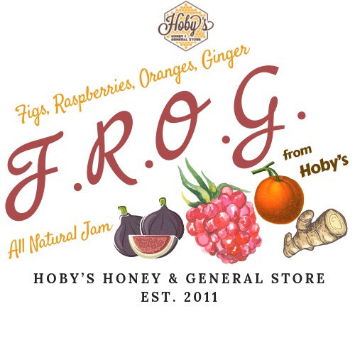 frog jam figs raspberries oranges ginger jam with graphic