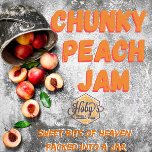 all natural chunky peach jam graphic