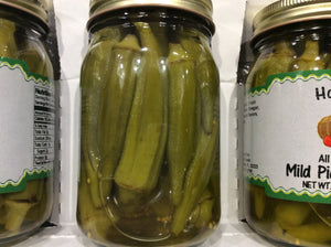 all natural mild pickled okra back of jar view