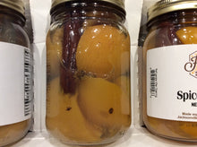 Load image into Gallery viewer, spiced peach halves back of jar view