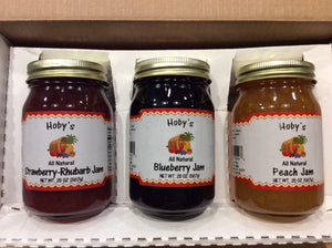 Country Fruit Jams 3-Pack #1-Blueberry+Peach+Strawberry Rhubarb