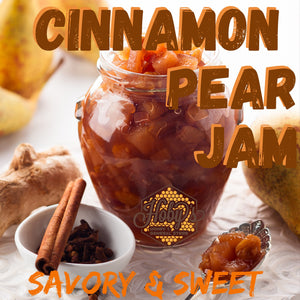 all natural cinnamon pear jam graphic