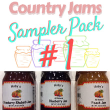 Load image into Gallery viewer, Country Fruit Jams 3-Pack #1-Blueberry+Peach+Strawberry Rhubarb