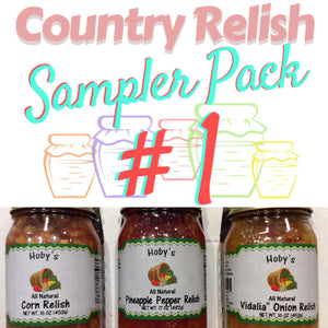 Country Relish 3-Pack #1- Vidalia Onion + Pineapple Pepper + Corn Relish