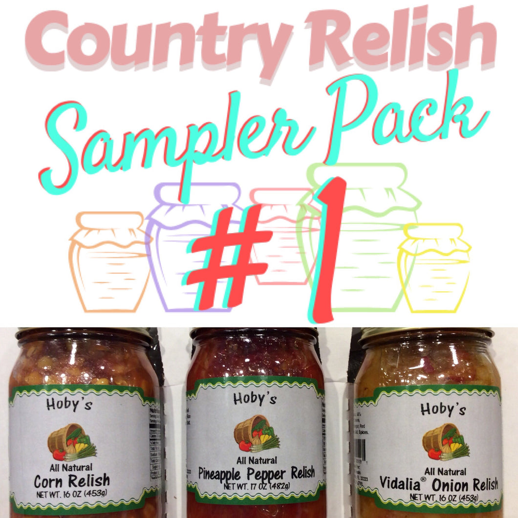 Country Relish 3-Pack #1- Vidalia Onion + Pineapple Pepper + Corn Relish