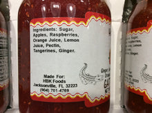 Load image into Gallery viewer, gator jam ginger apple tangerine orange raspberry jam ingredients