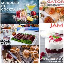 Load image into Gallery viewer, ways to use gator jam ginger apple tangerine orange raspberry