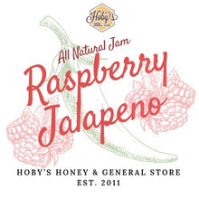 Load image into Gallery viewer, all natural raspberry jalapeno jam graphic