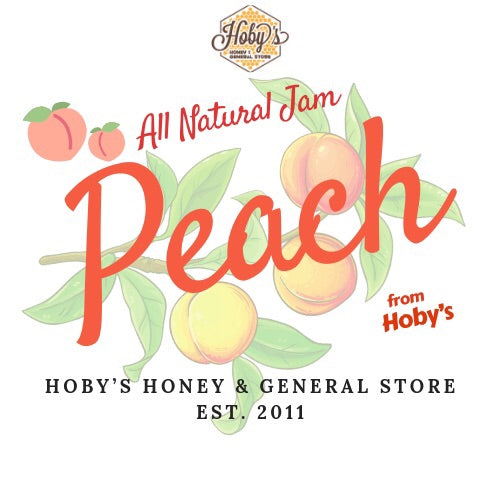 all natural chunky peach jam graphic