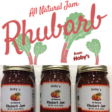 Load image into Gallery viewer, all natural jam rhubarb 3 pack with graphic