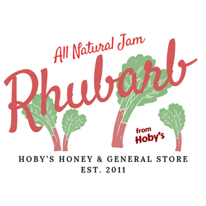 all natural rhubarb jam with graphic