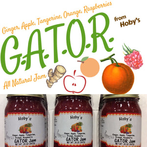 all natural gator jam ginger apple tangerine orange raspberry jam 3 pack with graphic