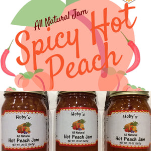 Spicy Hot Peach Jam 3-Pack  (All Natural ) (20oz. jars)