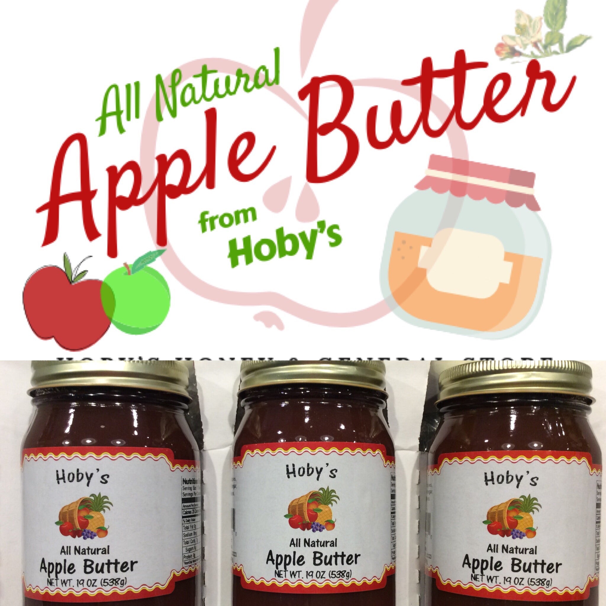 Apple Butter: 3-Pack (All Natural) (20oz. jar) – Hobys Honey