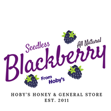 Load image into Gallery viewer, all natural seedless blackberry jam graphic