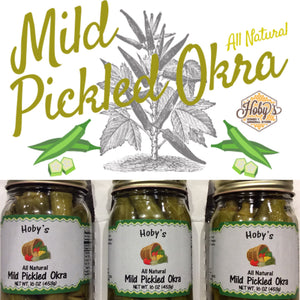 Mild Pickled Okra 3-Pack  (All Natural) (16oz. Jars)