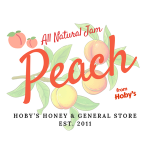 all natural chunky peach jam graphic